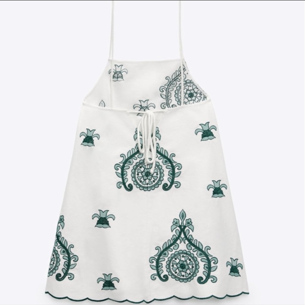 ZARA EMBROIDERED MINI DRESS SIZE SMALL - Picture 14 of 16